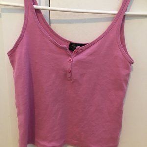 pink button crop top